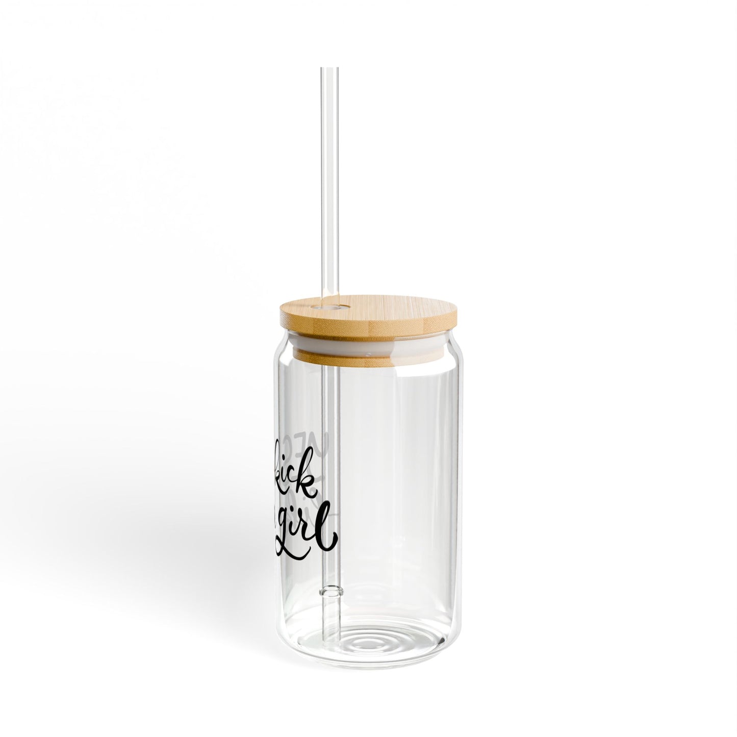 Soccer Girl, Sipper Glass 16 oz with Lid & Straw, great for iced coffee