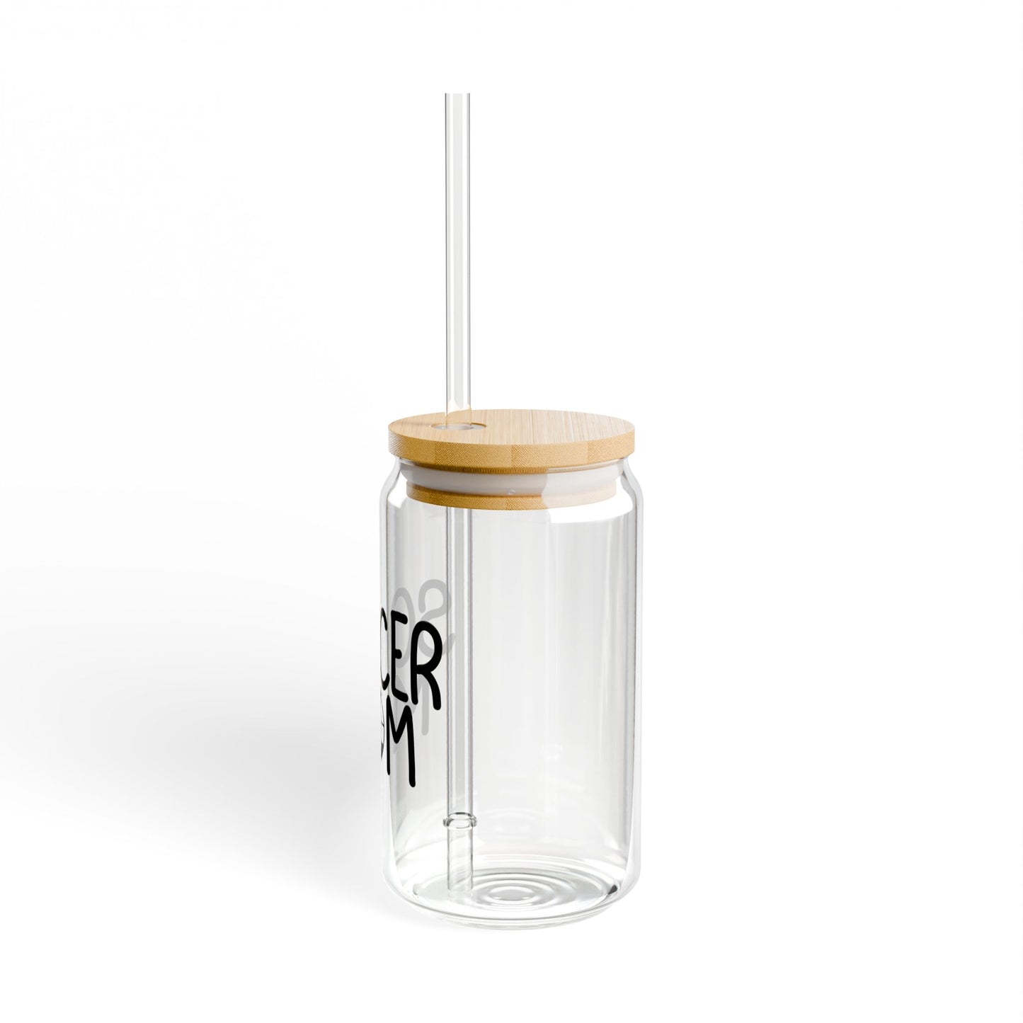 Soccer Mom Sipper Glass 16 oz with Lid & Straw, great for iced coffee