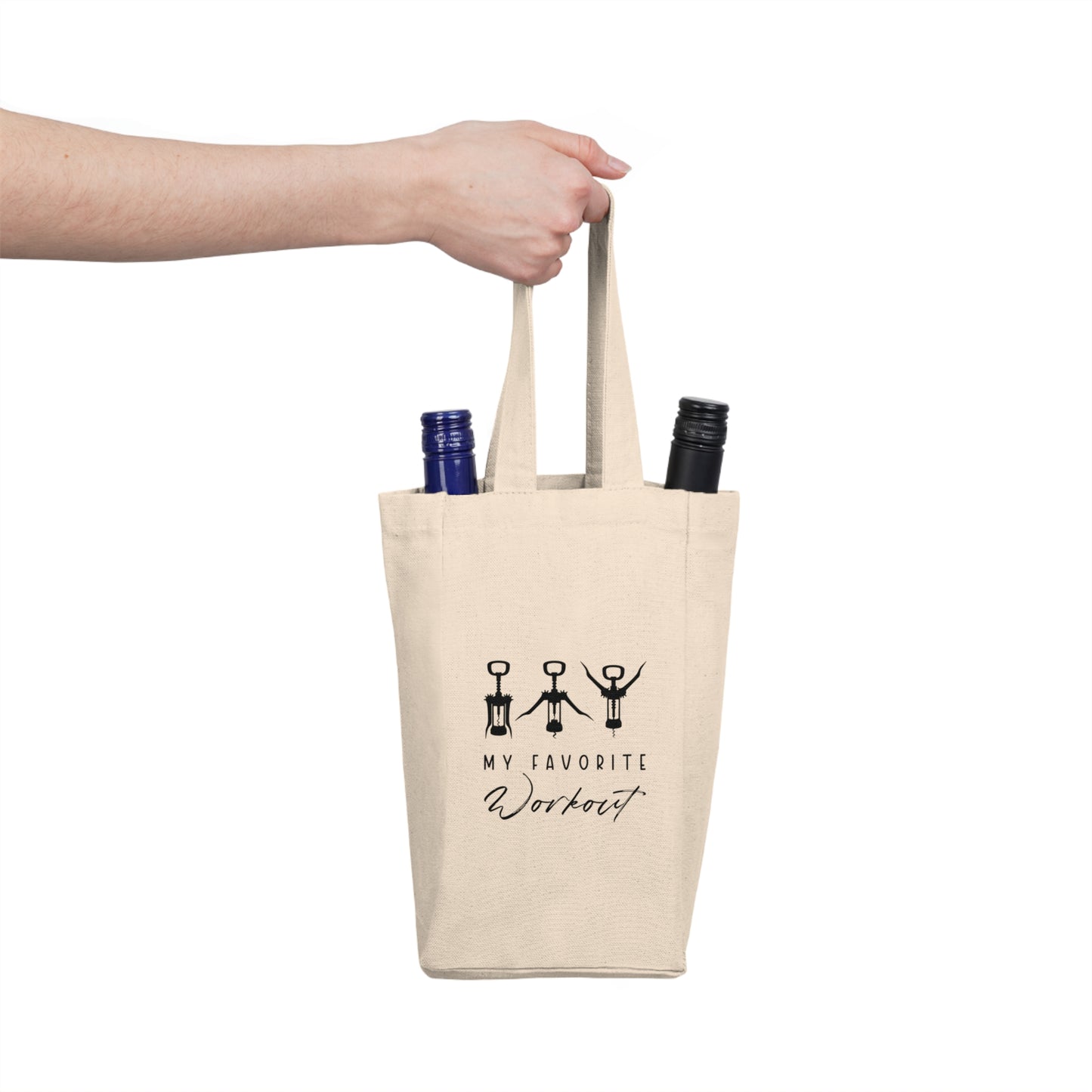 My Favorite Workout Wine Tote Bag, Fun Gift for Wine Lovers, Double Bottle Cooler, Wine Gift Bag, Ideal for Parties, Picnics, Celebrations