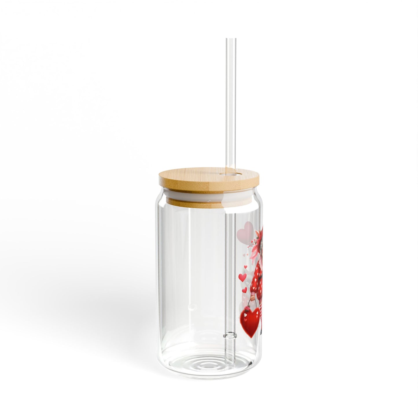 Valentines Sipper Glass 16 oz with Lid & Straw, Funny Old Mom