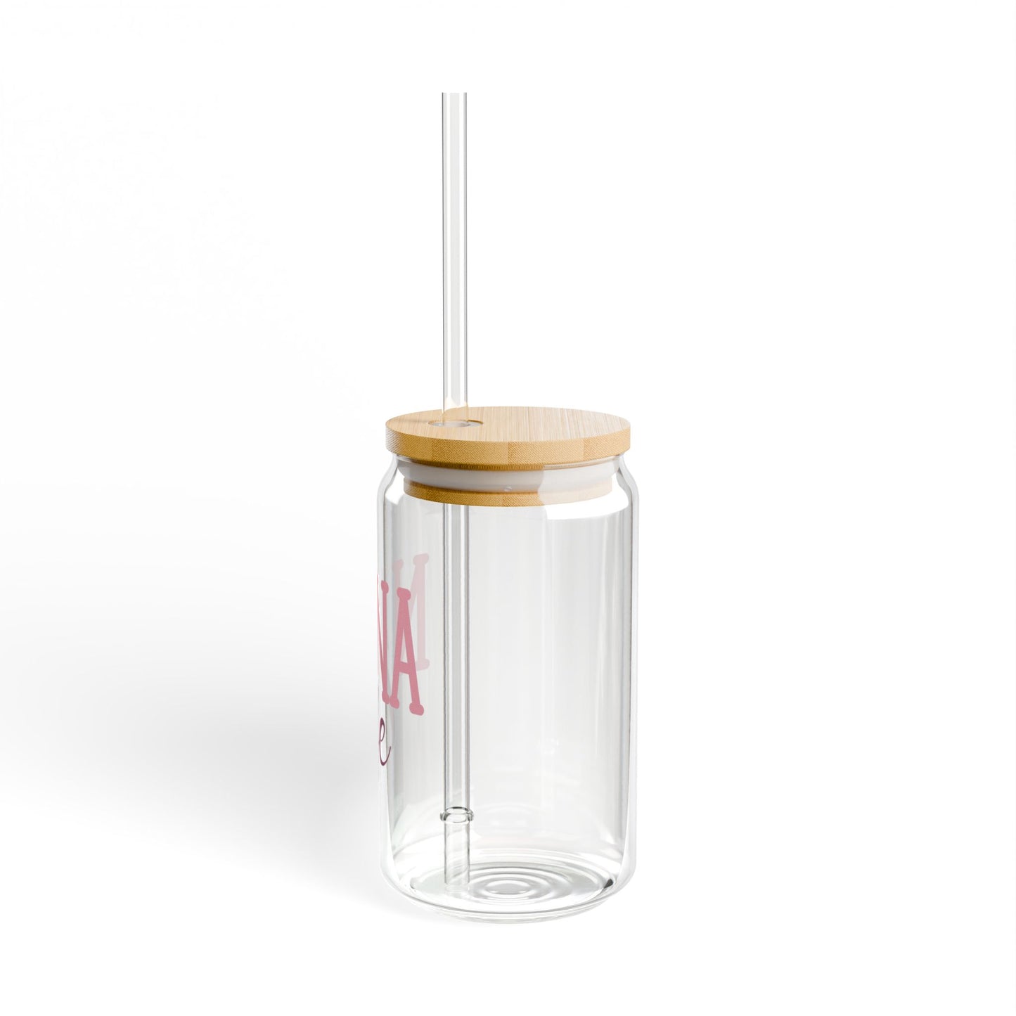 Nana Life, Sipper Glass, Sipper Glass 16 oz, with Bamboo Lid & Straw_Great for Iced Coffee