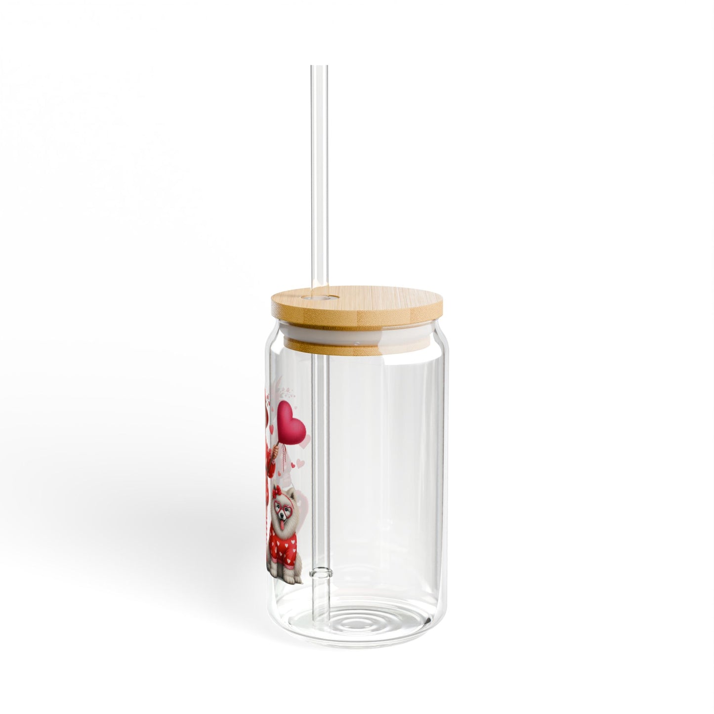 Valentines Sipper Glass 16 oz with Lid & Straw, Funny Old Mom