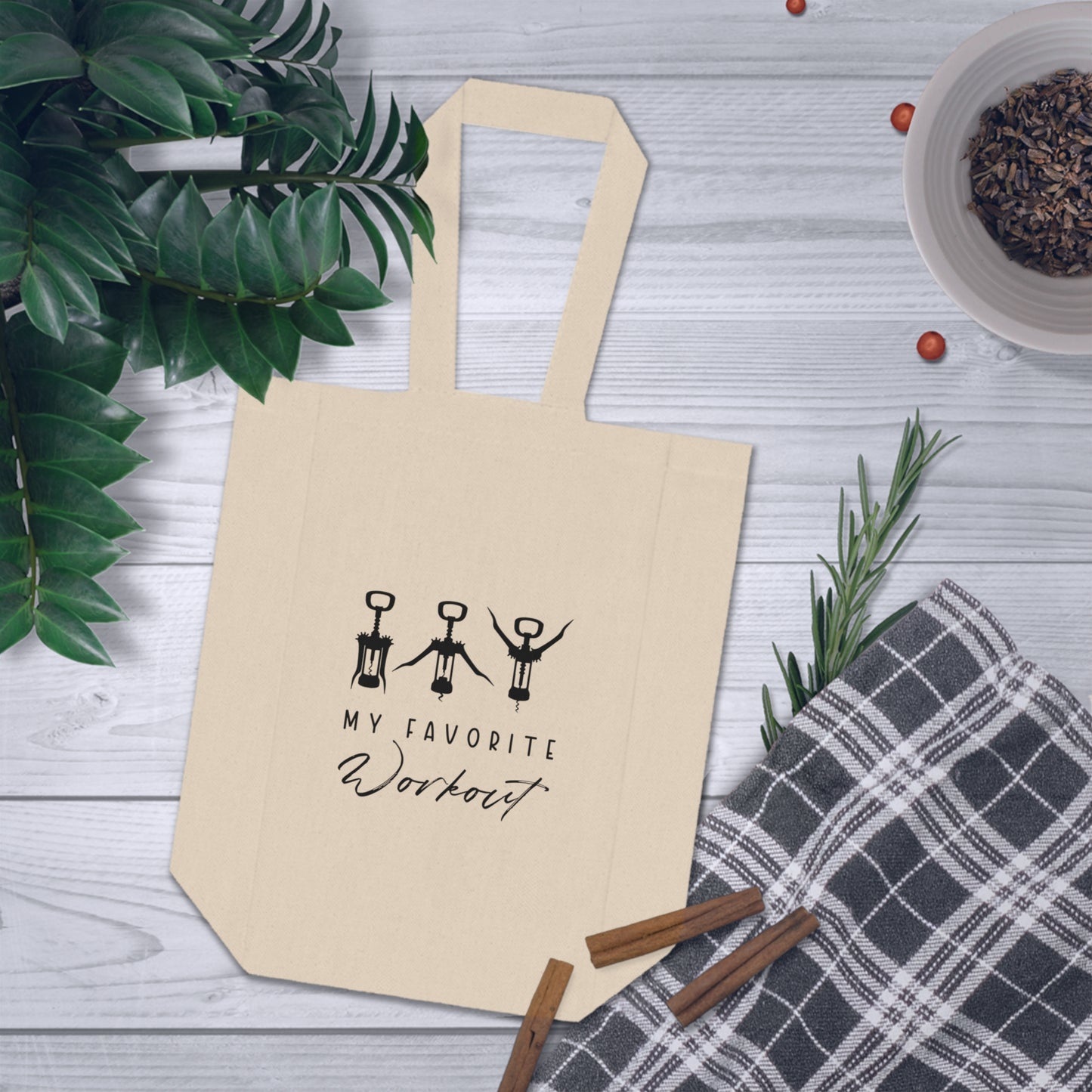 My Favorite Workout Wine Tote Bag, Fun Gift for Wine Lovers, Double Bottle Cooler, Wine Gift Bag, Ideal for Parties, Picnics, Celebrations