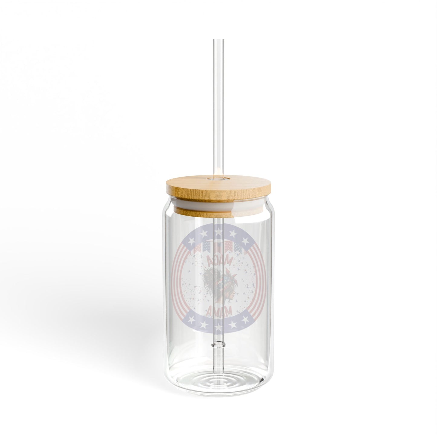 MAGA Mama, Sipper Glass 16 oz with Lid & Straw, great for Iced Coffee