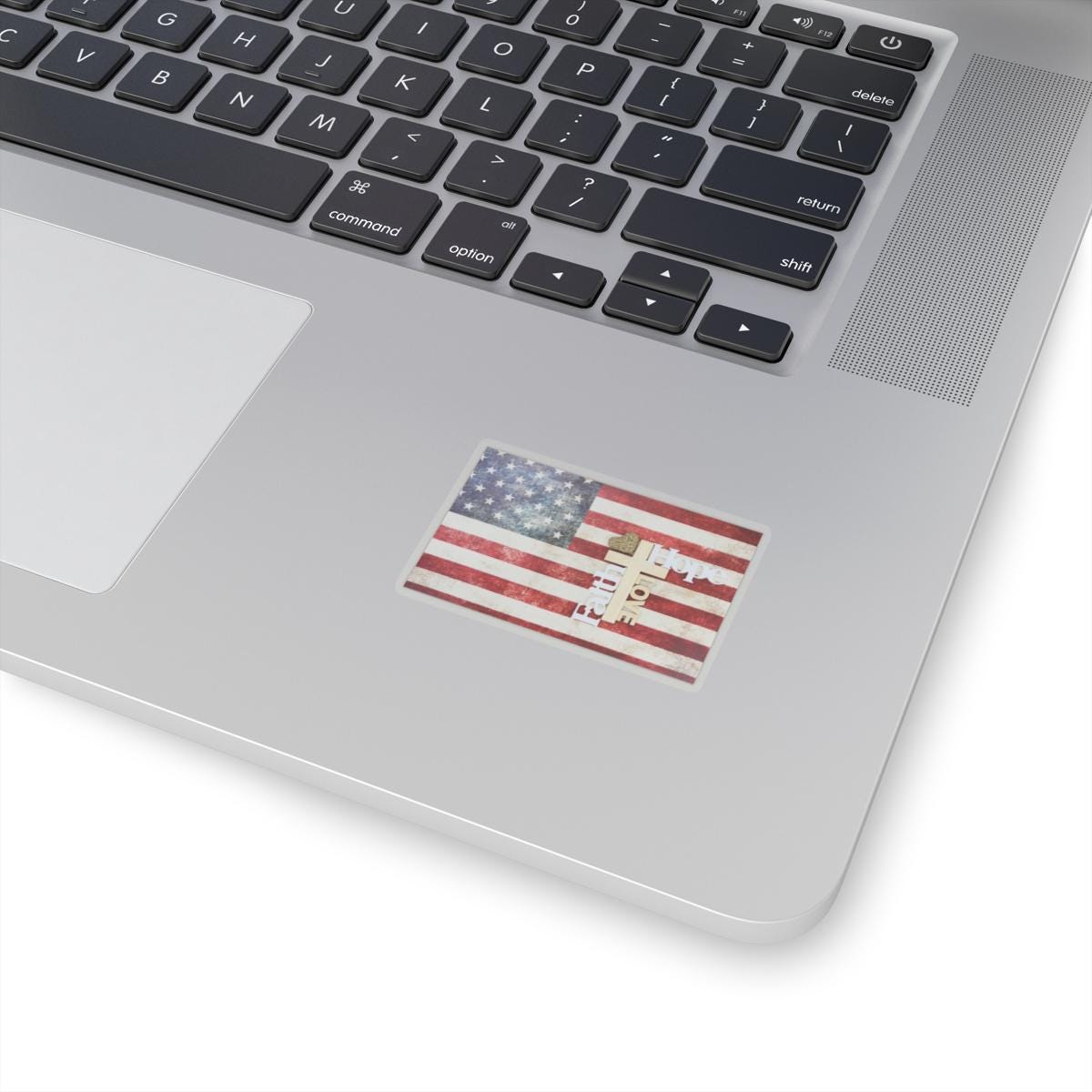 Faith, Hope, and Love for America, American Flag with Faith, Hope, and Love Kiss-Cut Stickers