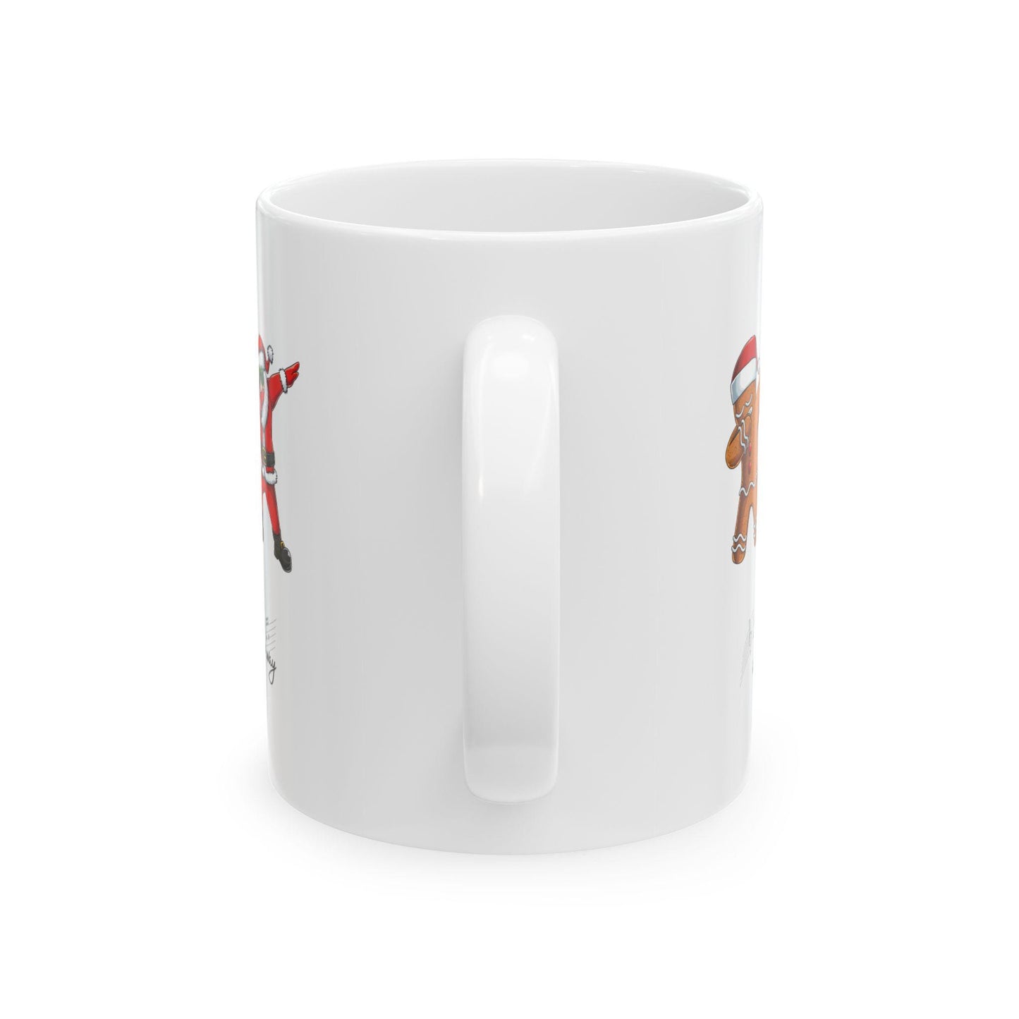 Dabbin Santa Ceramic Mug, Christmas Mug, Santa, Reindeer, and Gingerbread Design, Perfect for Gifting, Wintertime Coffee Cup, Holiday Cheers