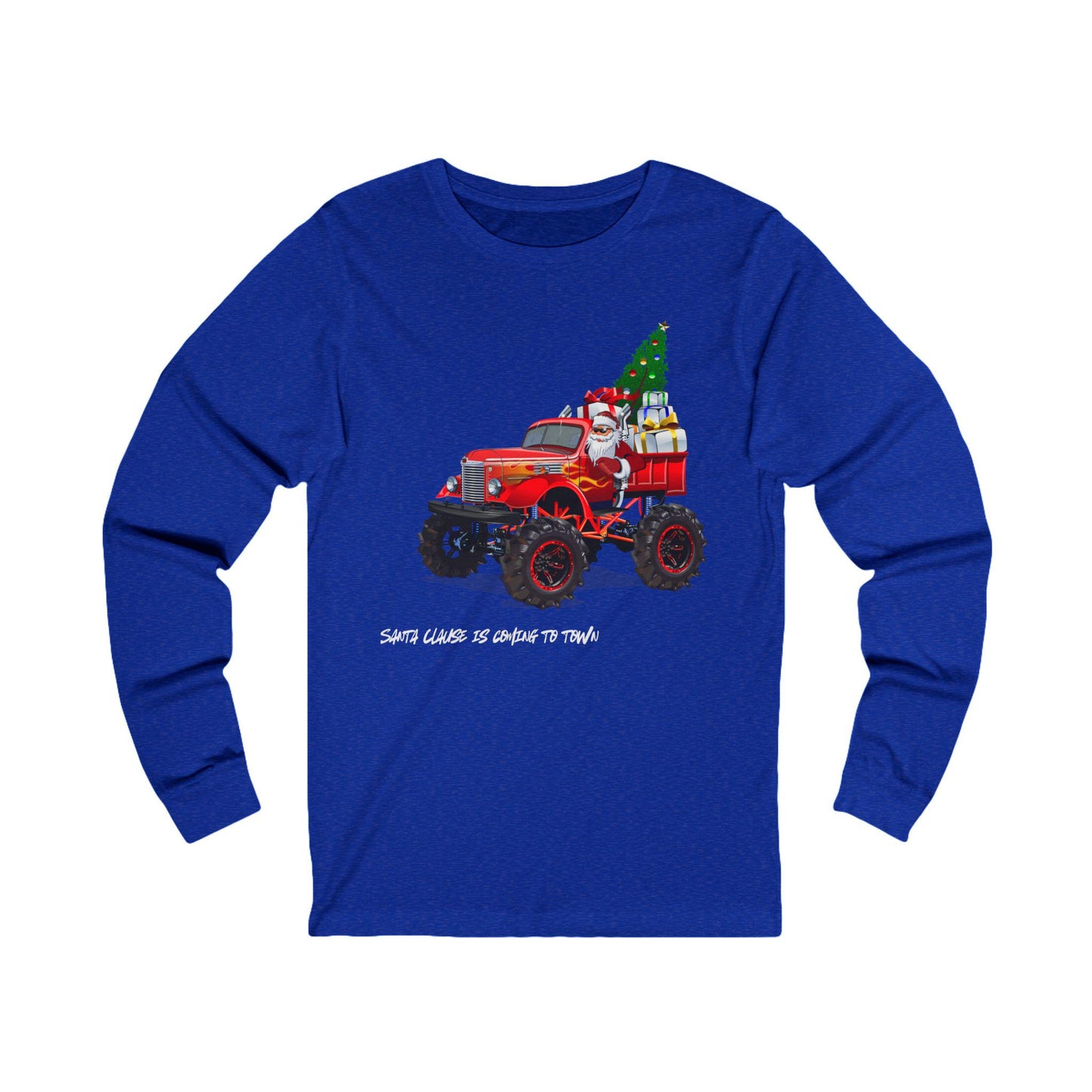 Santa's Red Truck Christmas Long Sleeve Tee, Unisex Jersey Top, Xmas Gift Shirt, Holiday Apparel, Santa Clause Tee, Christmas Tree Shirt