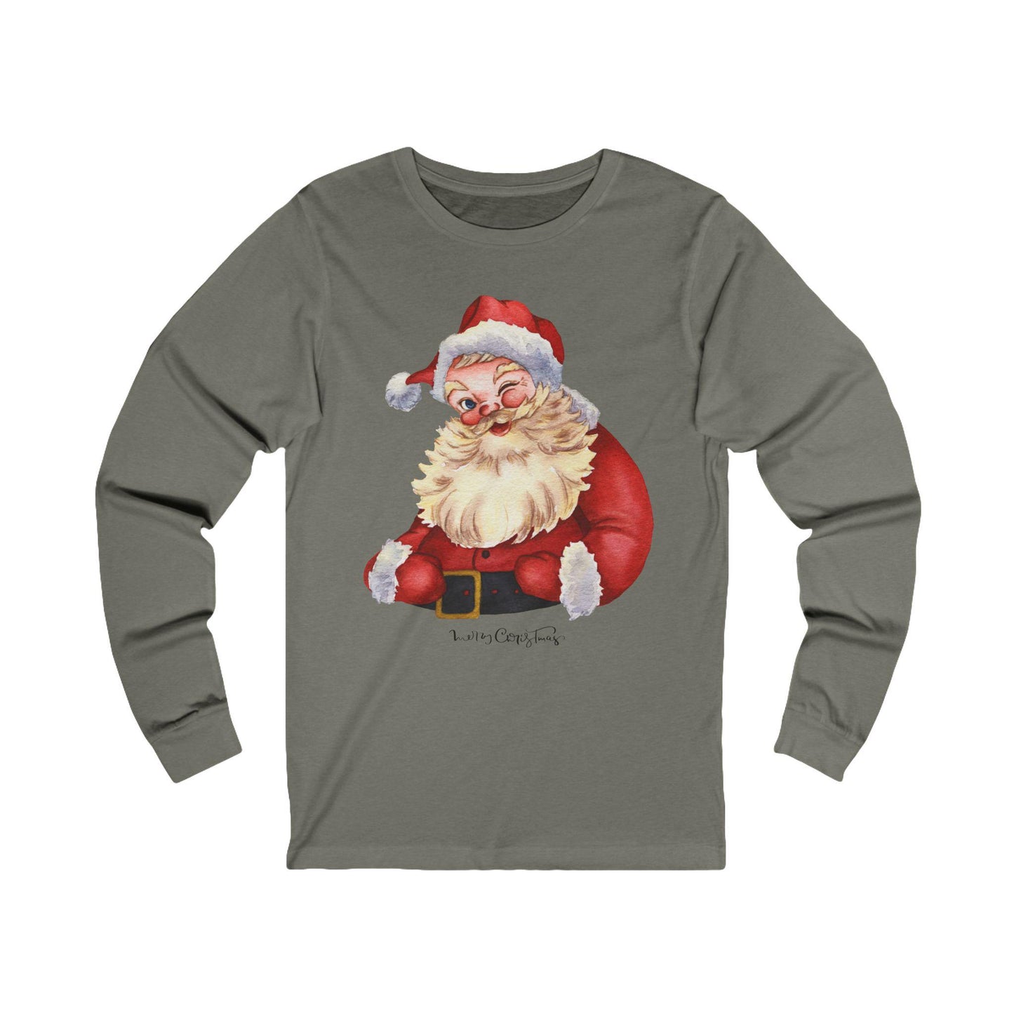 Vintage Santa Long Sleeve Tee - Christmas Holiday Long Sleeve Shirt, Retro Santa Claus Tee, Festive Gift Shirt, Xmas Apparel,