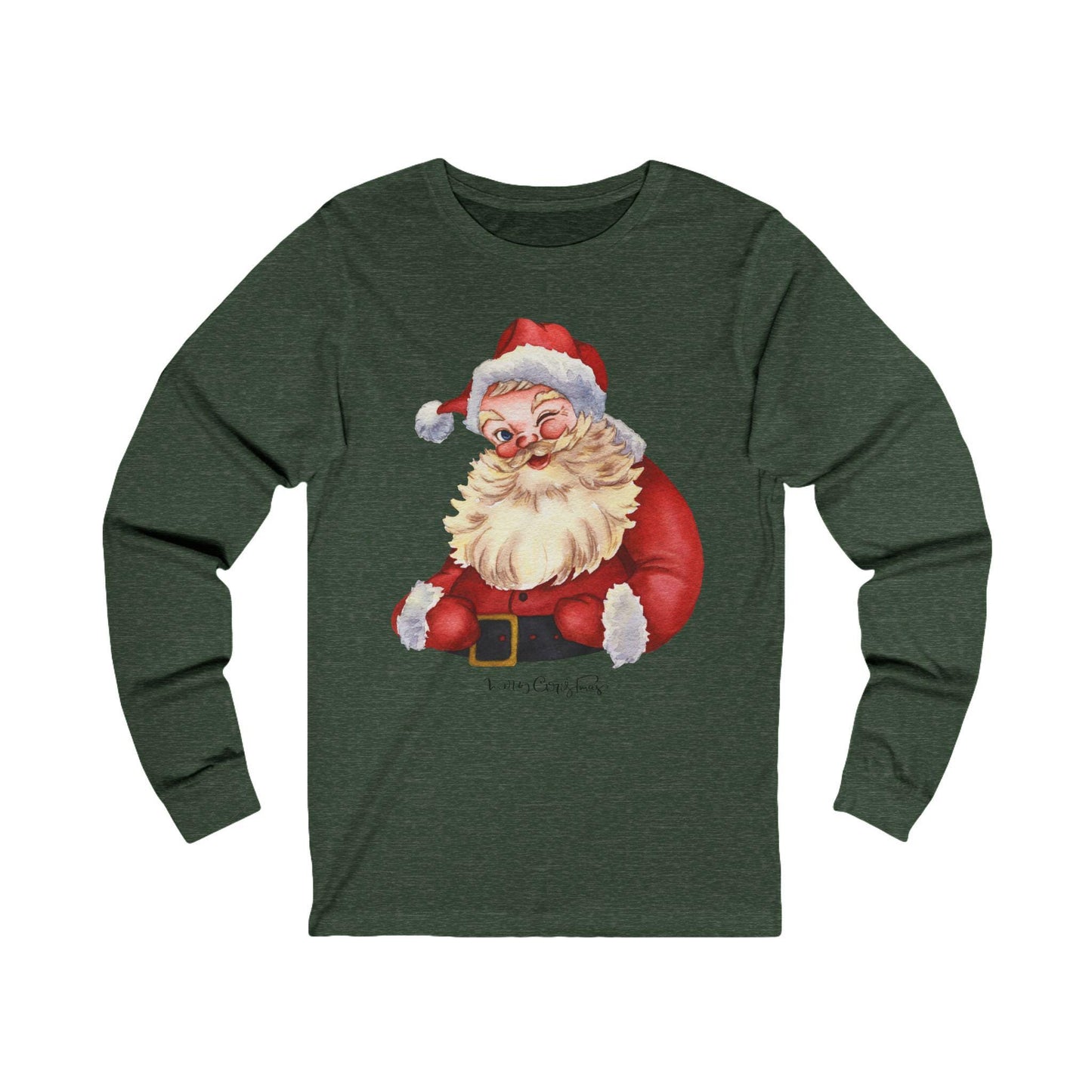 Vintage Santa Long Sleeve Tee - Christmas Holiday Long Sleeve Shirt, Retro Santa Claus Tee, Festive Gift Shirt, Xmas Apparel,