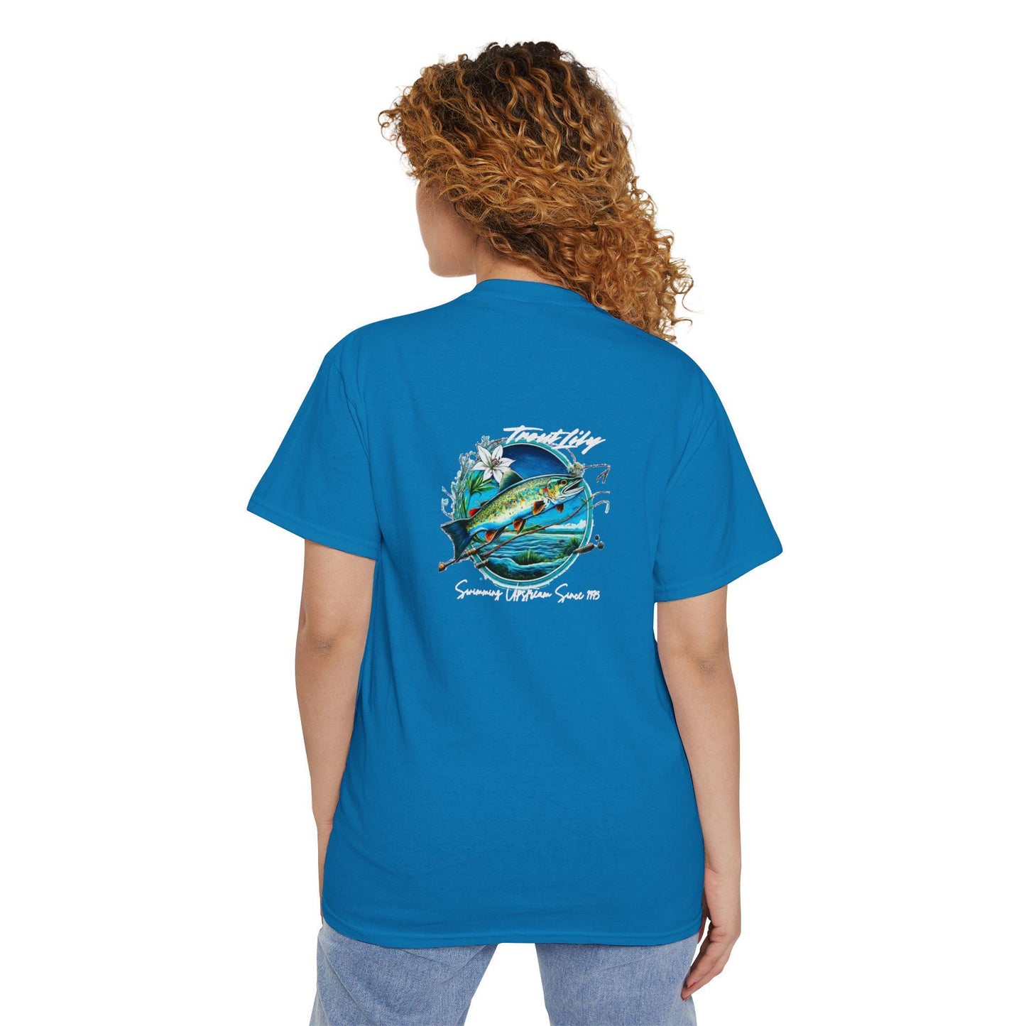 Trout Lily fishing tee pocket logo gift unique
