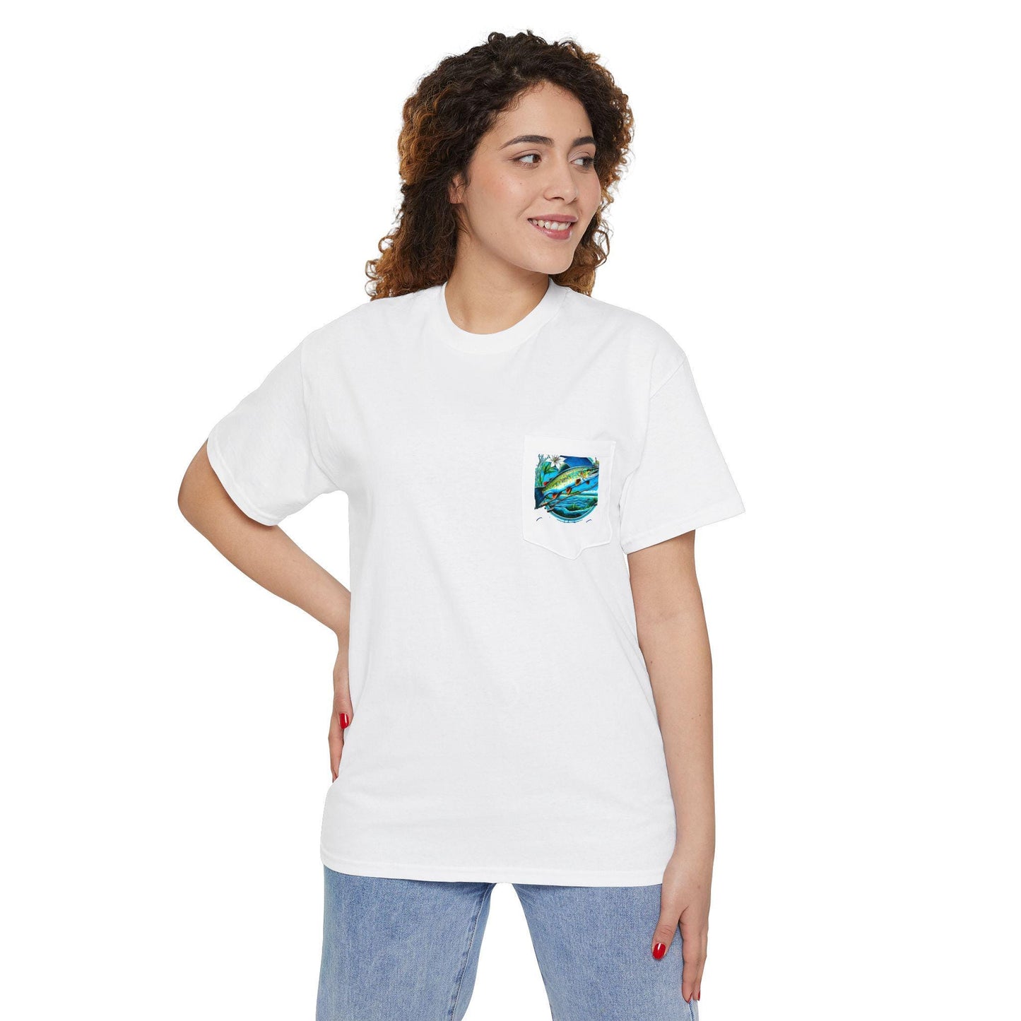 Trout Lily fishing tee pocket logo gift unique