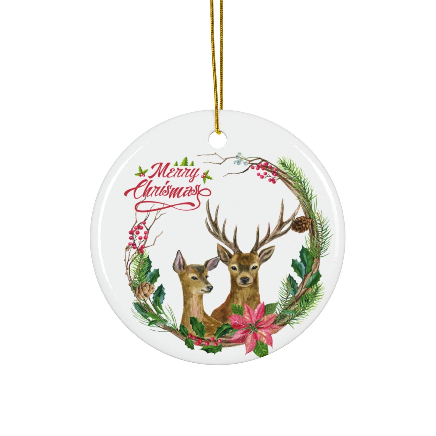 Merry Christmas Deer Christmas ornament- Merry Christmas ornament, Holiday nature them