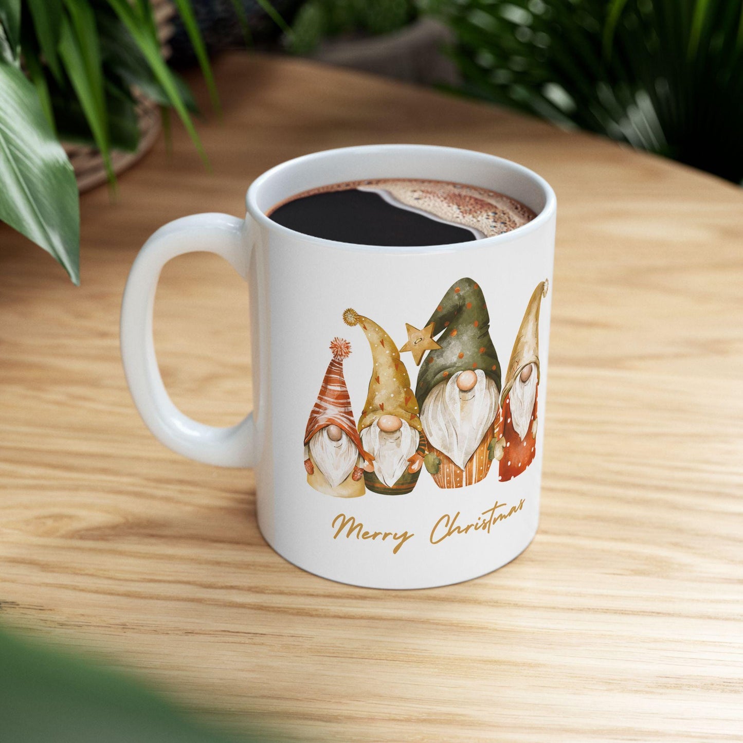 Whimsical Christmas Gnome Ceramic Mug, Cozy Coffee Cup, Gnome Decor, Holiday Gift, Merry Christmas Mug, Seasonal Beverage Drinkware
