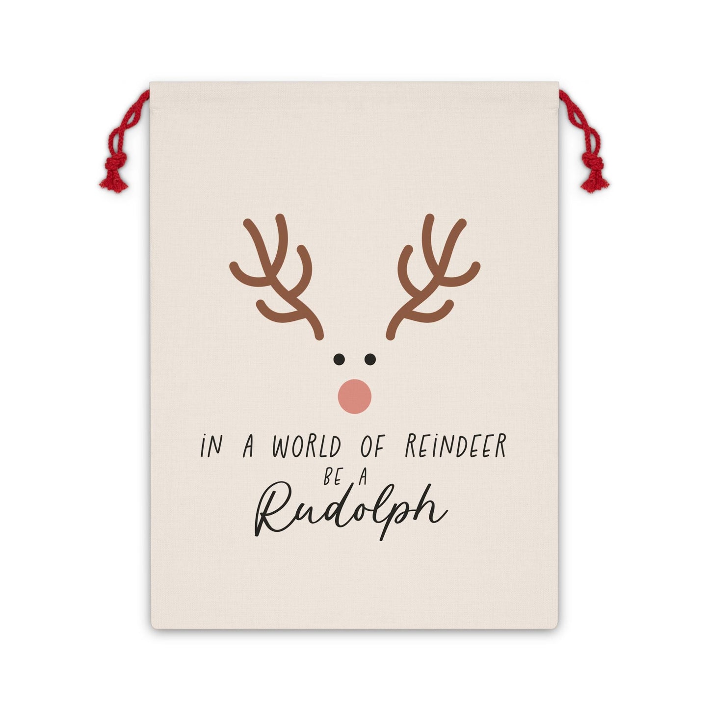 Reindeer Gift Bag - Be a Rudolph Holiday Pouch, Perfect for Christmas, Stocking Stuffer, Eco-Friendly Wrap, Party Favor, Gift Storage