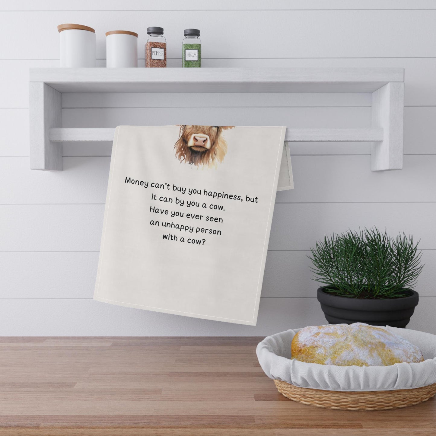 Funny Cow tea towel perfect combo of humor and decor for cow lovers