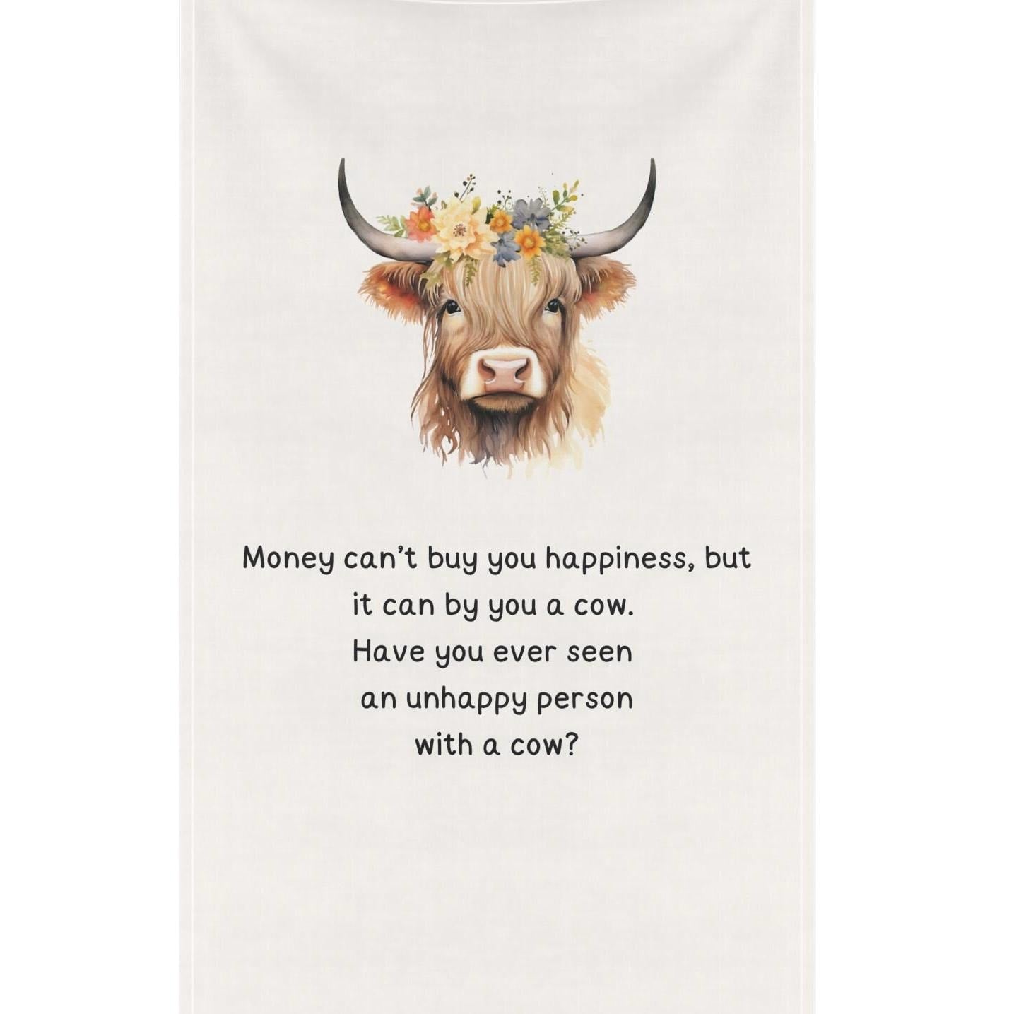 Funny Cow tea towel perfect combo of humor and decor for cow lovers