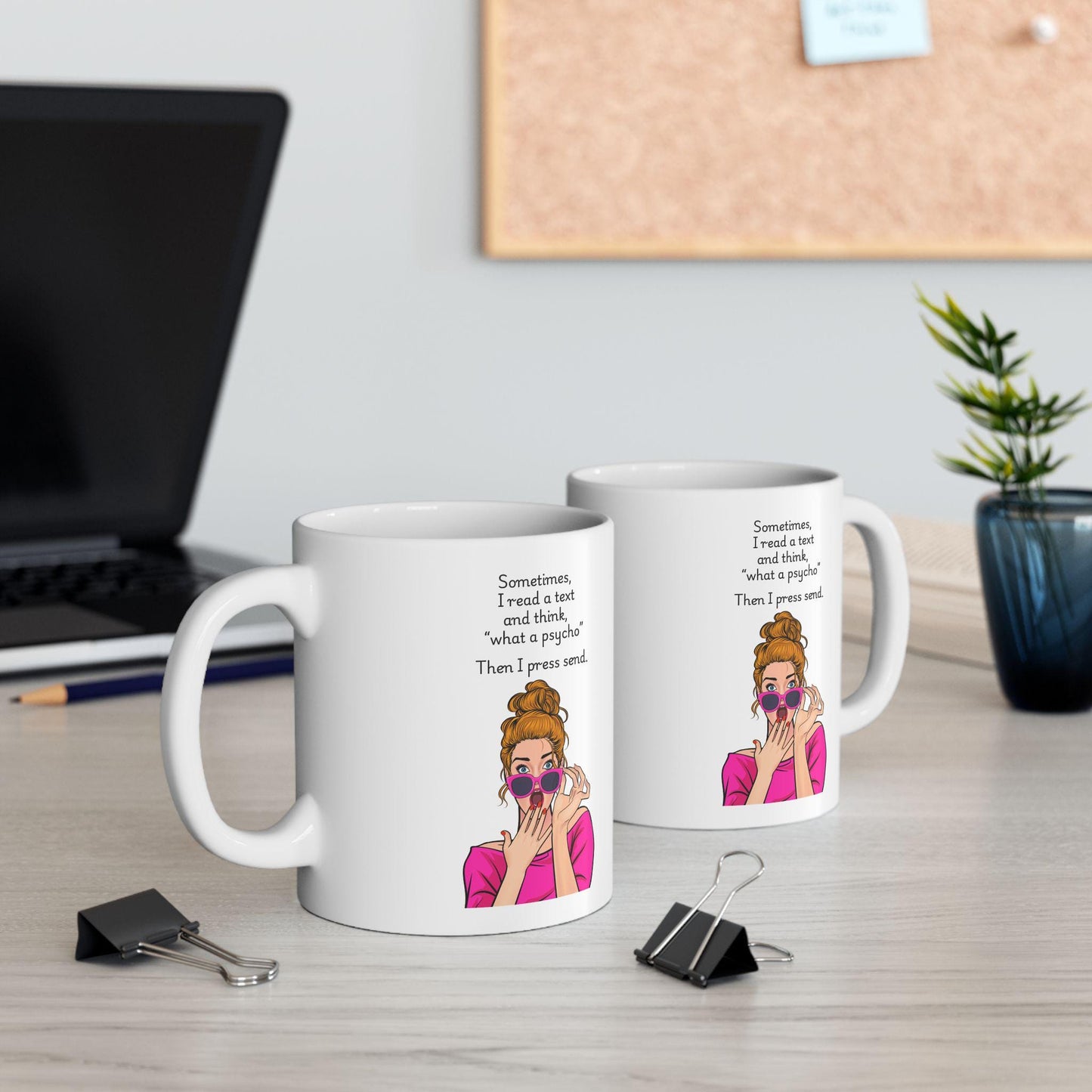 Retro Funny Ceramic Mug - Sometimes I read a text -Gift for Friends, Coffee Lovers, Birthday, Office Humor.