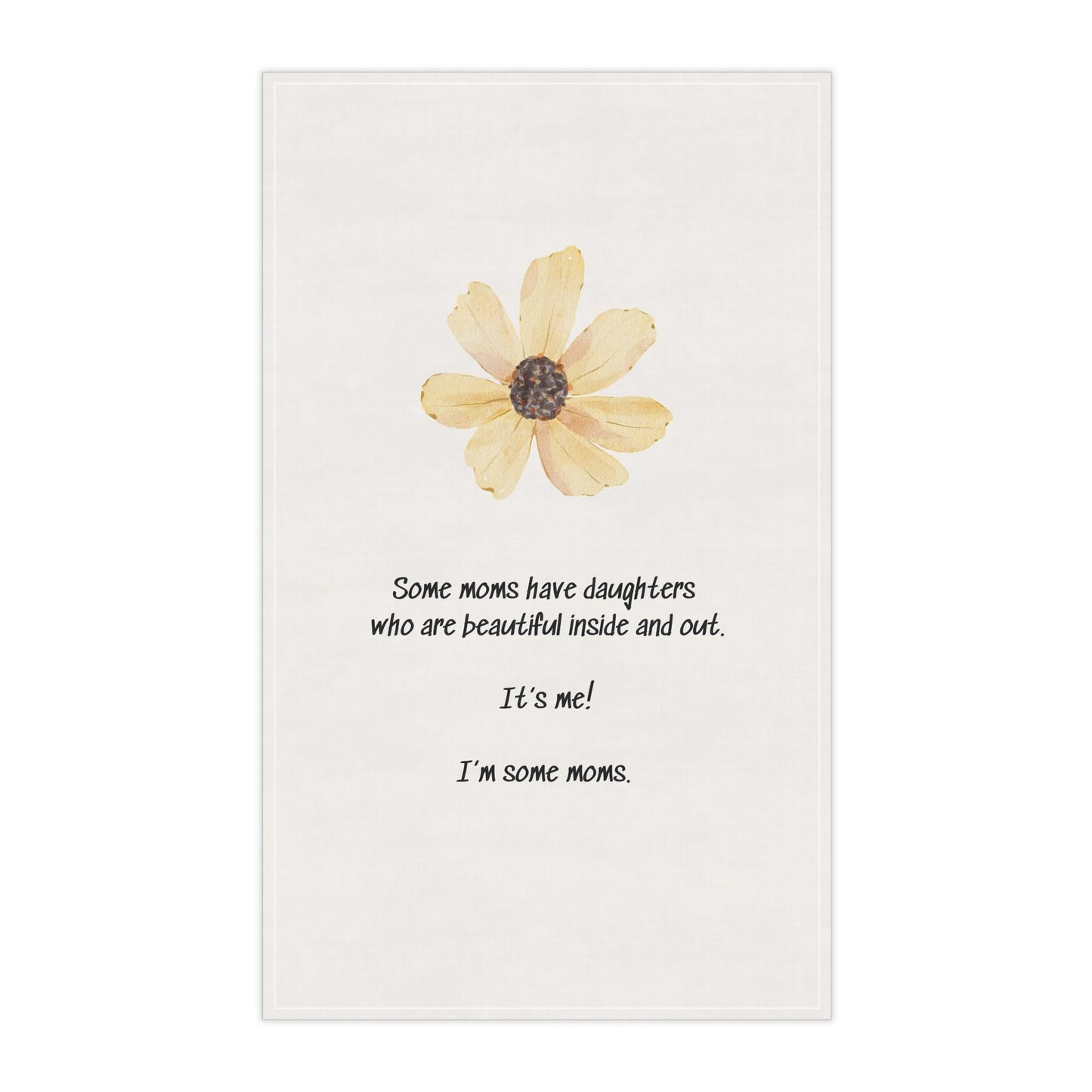 Lucky mom tea towel with yellow flower