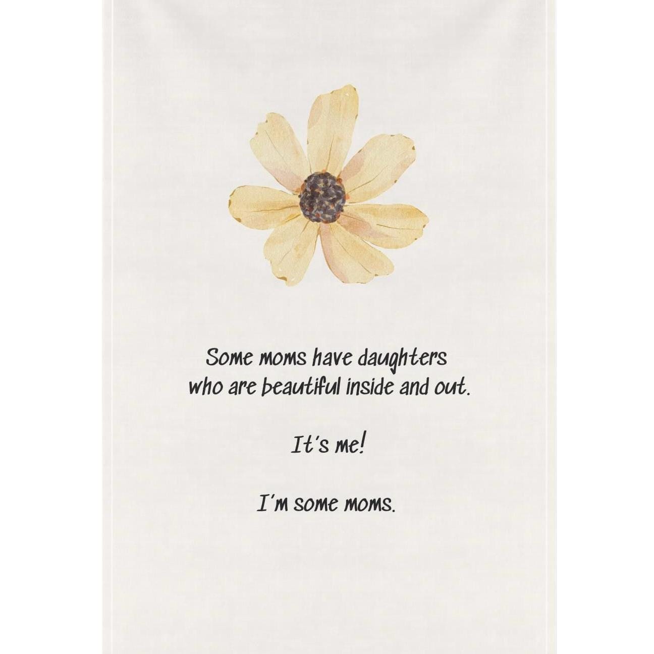 Lucky mom tea towel with yellow flower