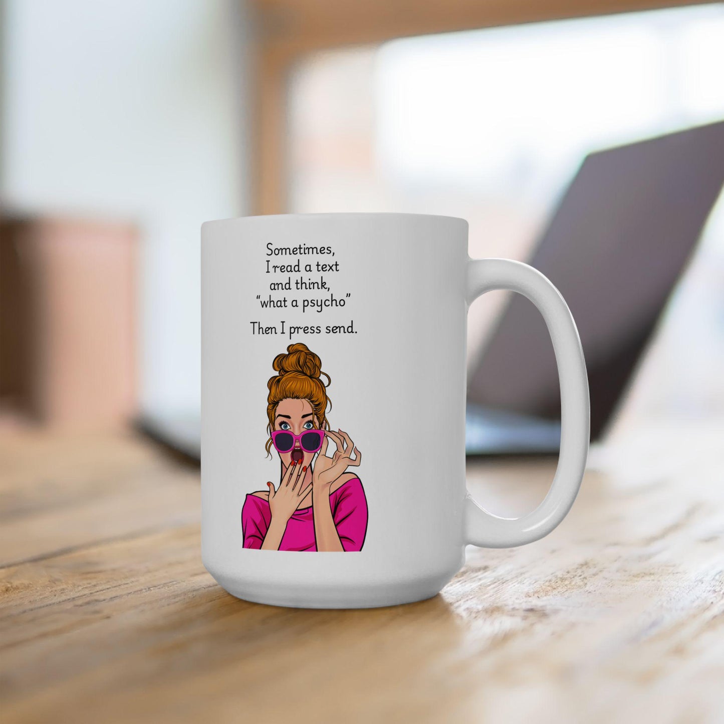 Retro Funny Ceramic Mug - Sometimes I read a text -Gift for Friends, Coffee Lovers, Birthday, Office Humor.