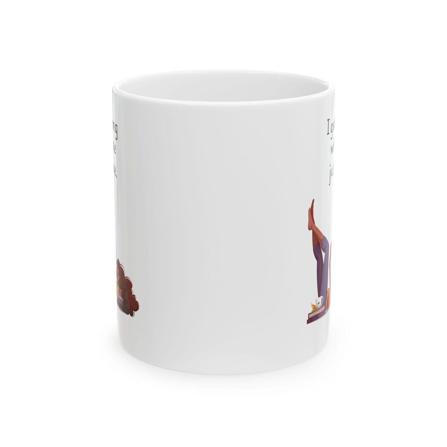 Retro Funny Ceramic Mug - I get along with me just fine Design, Gift for Friends, Coffee Lovers, Birthday, Office Humor