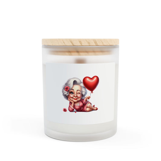 Funny Old Mom Balloon Valentine Candle in a glass jar,  Scented or unscented Candle 11 oz, - Eco-Friendly Soy Blend Wax, Wooden Wick,