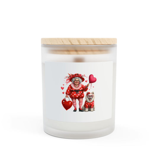 Funny Old Mom Dog Valentine Candle in a glass jar,  Scented or unscented Candle 11 oz, - Eco-Friendly Soy Blend Wax, Wooden Wick,