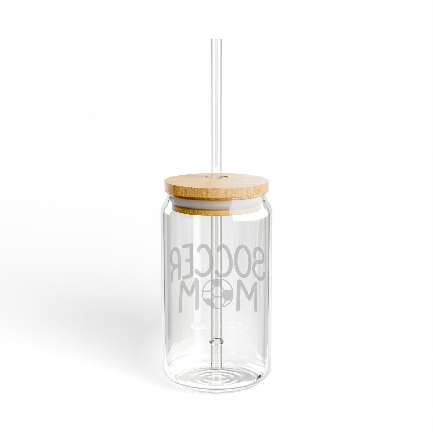 Soccer Mom Sipper Glass 16 oz with Lid & Straw, great for iced coffee