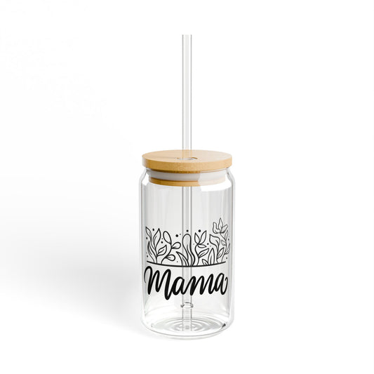 Mama Sipper Glass 16 oz with Lid & Straw