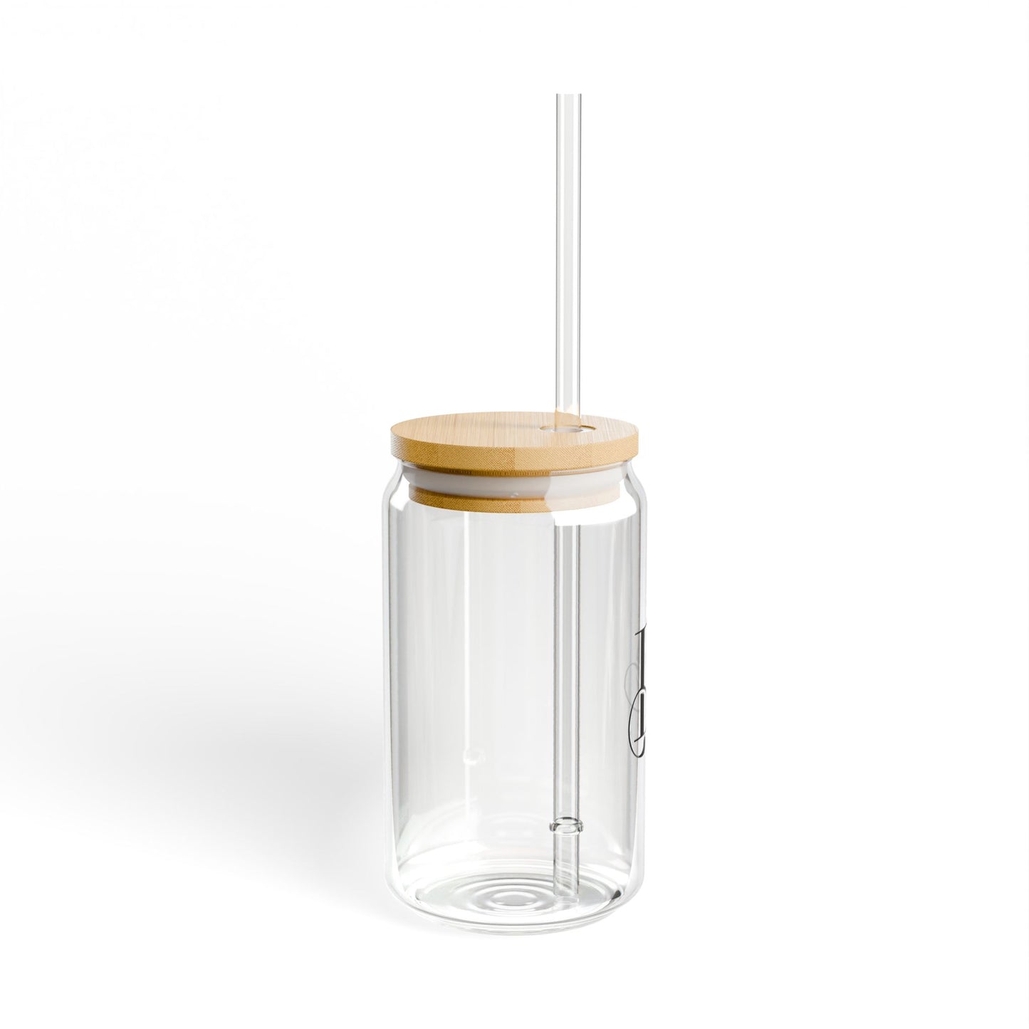 Custom Initial Sipper Glass 16 oz with Lid & Straw, great for iced coffee