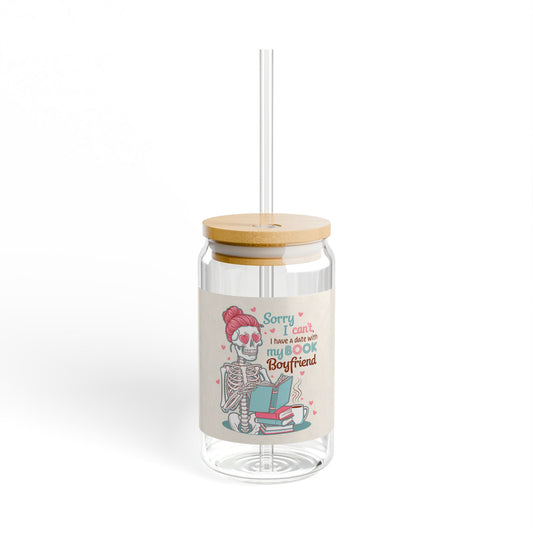 Book Lovers Sipper Glass 16 oz with Lid & Straw,