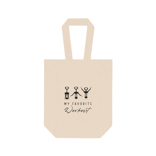 My Favorite Workout Wine Tote Bag, Fun Gift for Wine Lovers, Double Bottle Cooler, Wine Gift Bag, Ideal for Parties, Picnics, Celebrations