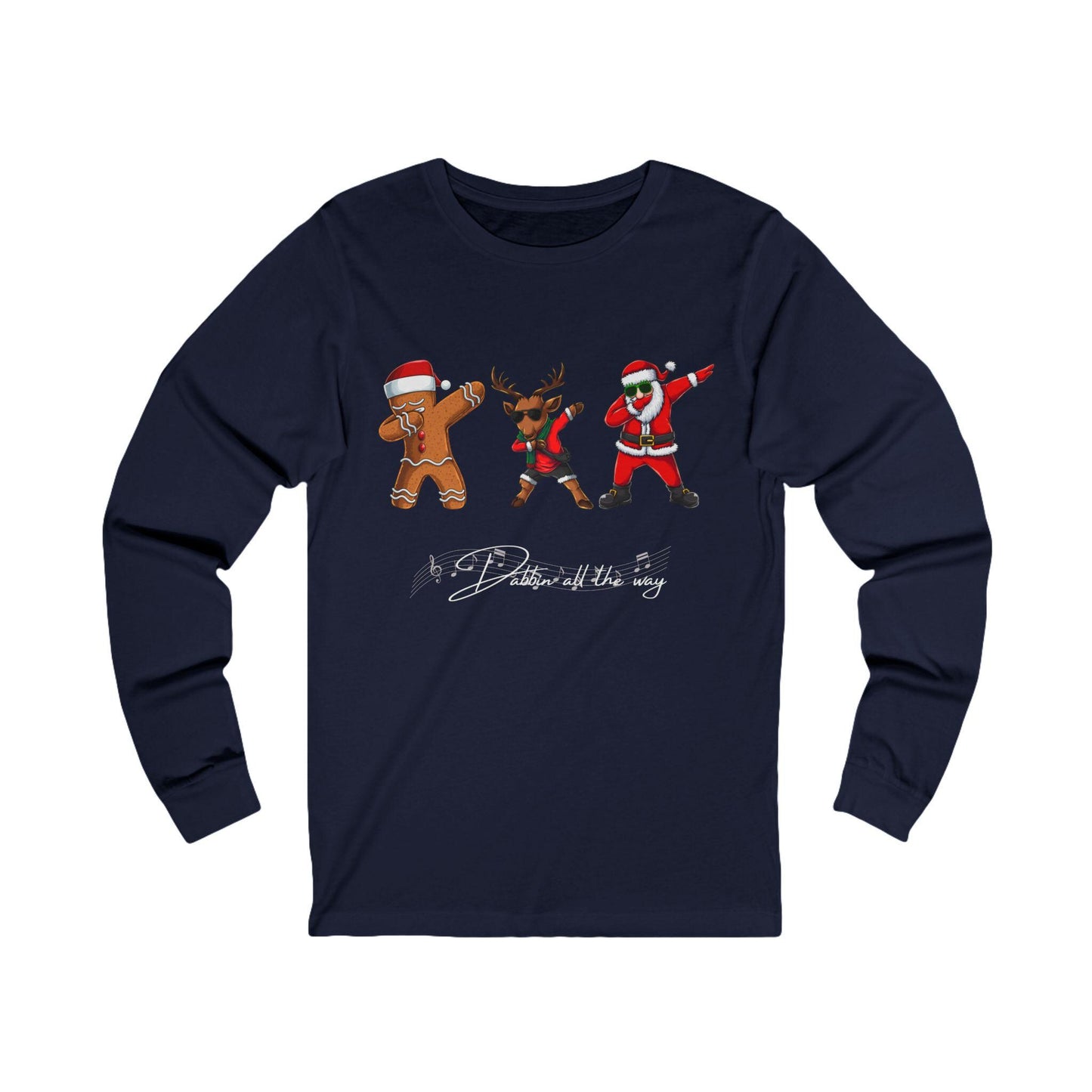Dabbin Santa Long Sleeve Tee, Funny Festive Shirt, Christmas Dance T-Shirt, Holiday Cheer Top for Men Women, Unisex Jersey Tee
