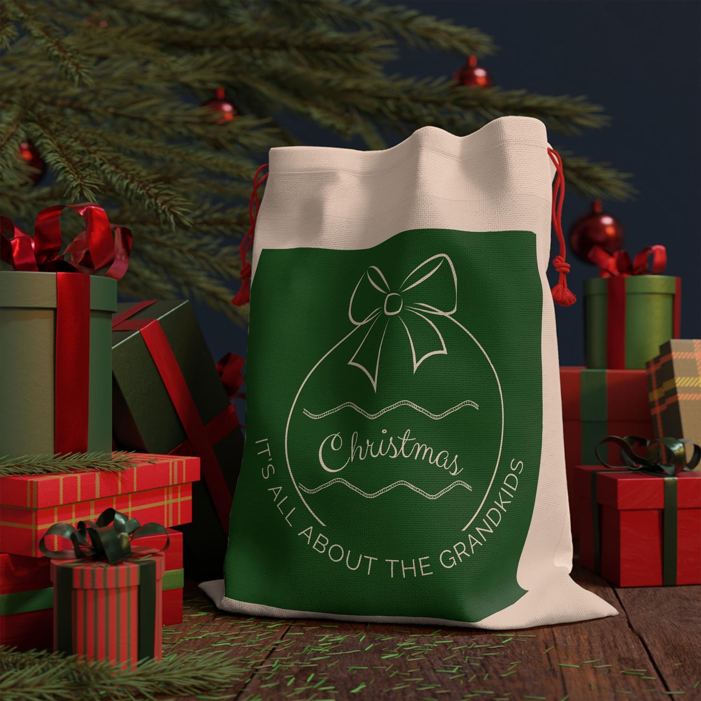 Christmas Gift Bag Santa Sack stocking treat bag Festive Holiday ,