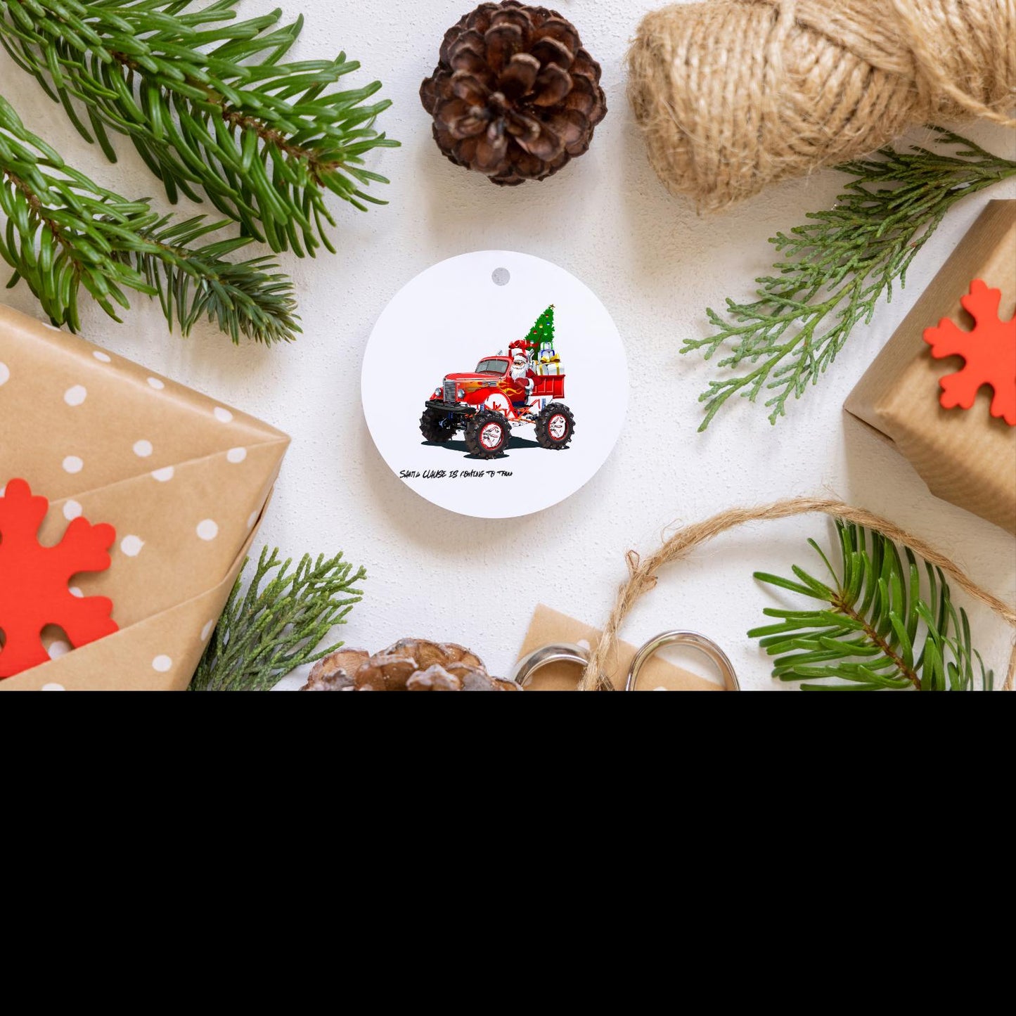 Festive Ceramic Ornaments - Santa Claus is Coming to Town, Christmas Decor, Holiday Decoration, Giftable Keepsake, Tree Ornament