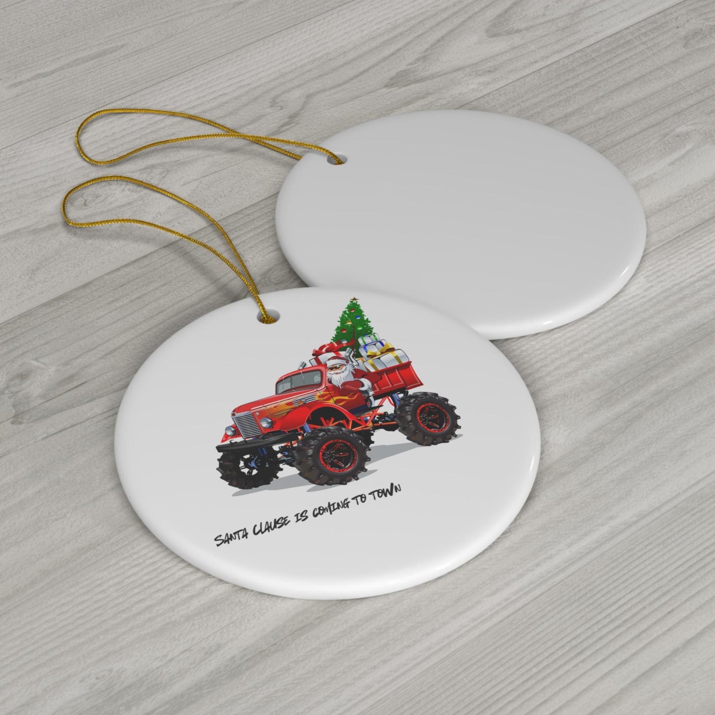 Festive Ceramic Ornaments - Santa Claus is Coming to Town, Christmas Decor, Holiday Decoration, Giftable Keepsake, Tree Ornament