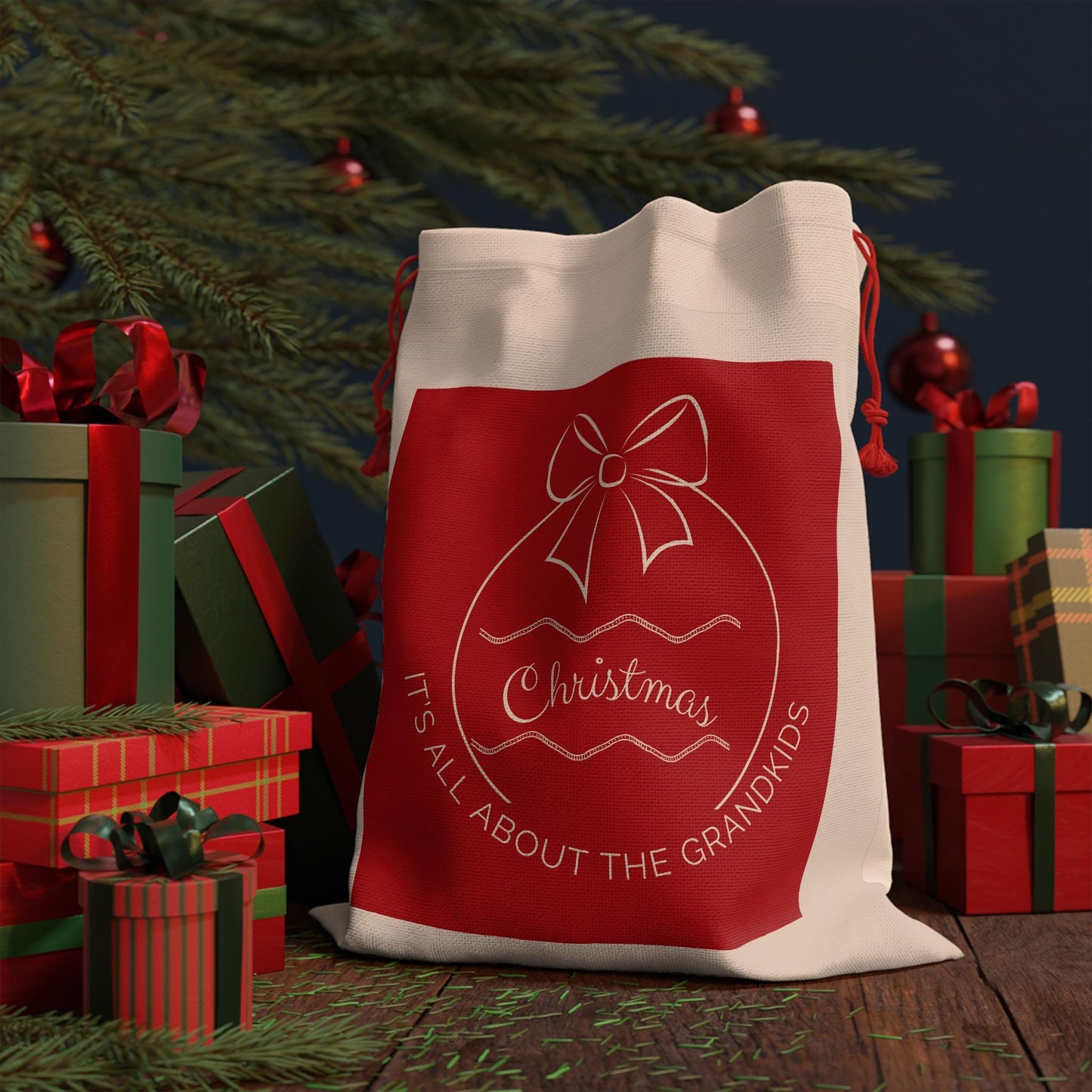 Christmas Gift Bag Santa sack stocking treat bag  Festive Holiday