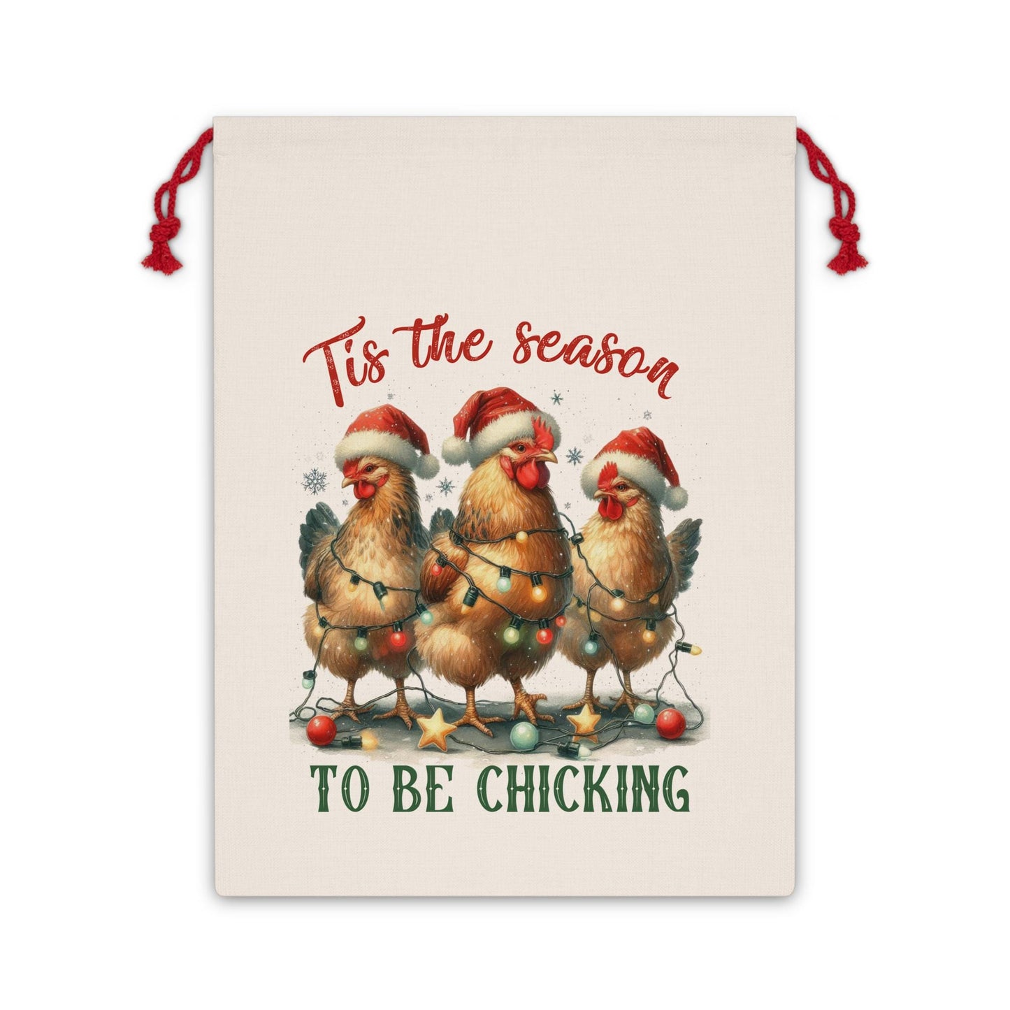 Christmas Gift Bag - Holiday Christmas Chicken Tis the Season Funny Christmas Gift Bags