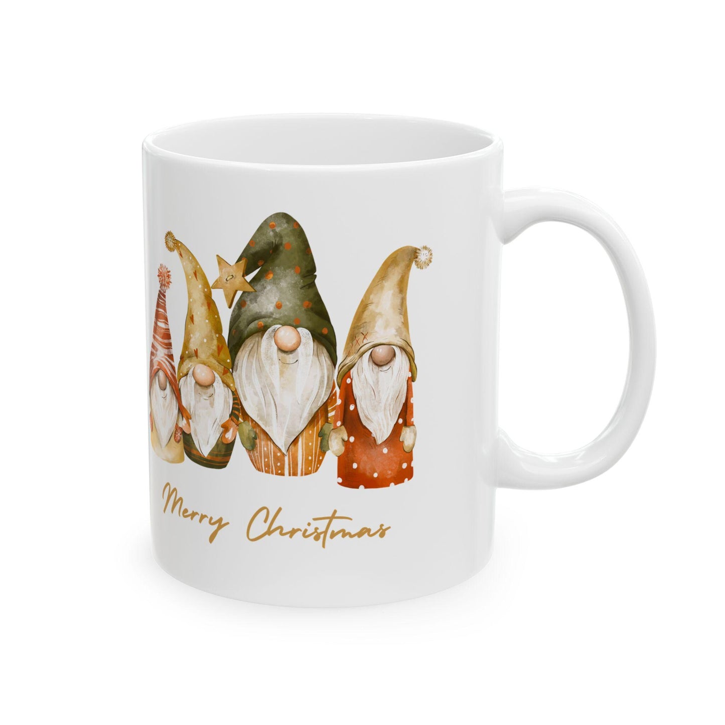 Whimsical Christmas Gnome Ceramic Mug, Cozy Coffee Cup, Gnome Decor, Holiday Gift, Merry Christmas Mug, Seasonal Beverage Drinkware