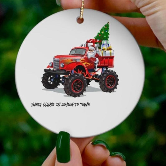 Festive Ceramic Ornaments - Santa Claus is Coming to Town, Christmas Decor, Holiday Decoration, Giftable Keepsake, Tree Ornament