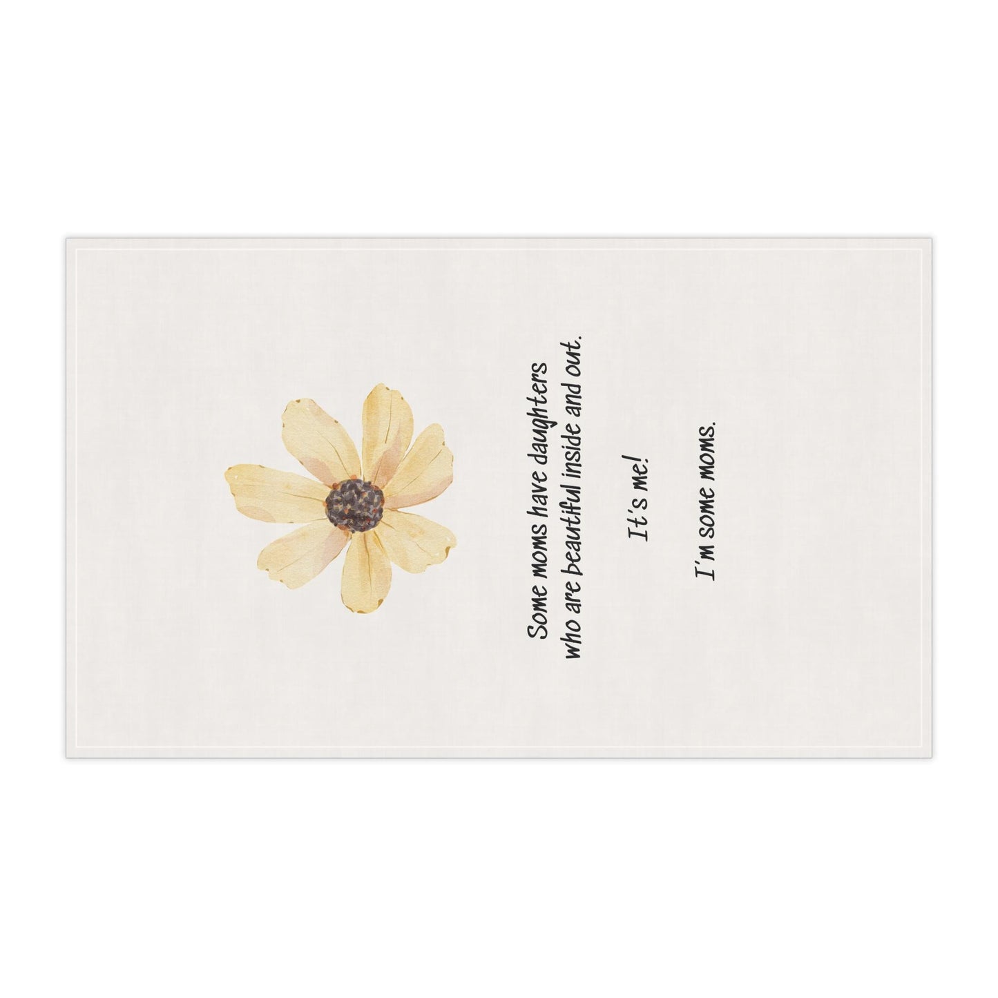 Lucky mom tea towel with yellow flower