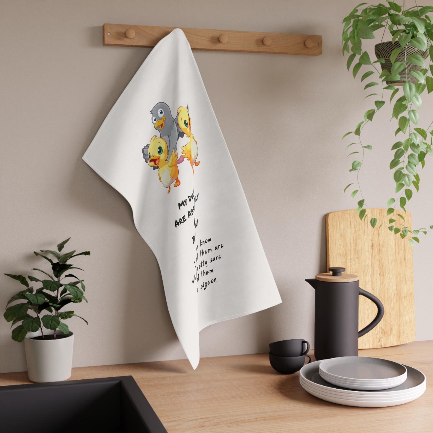 Funny ducks tea towel -My ducks are absolutely in a row - fun gift idea