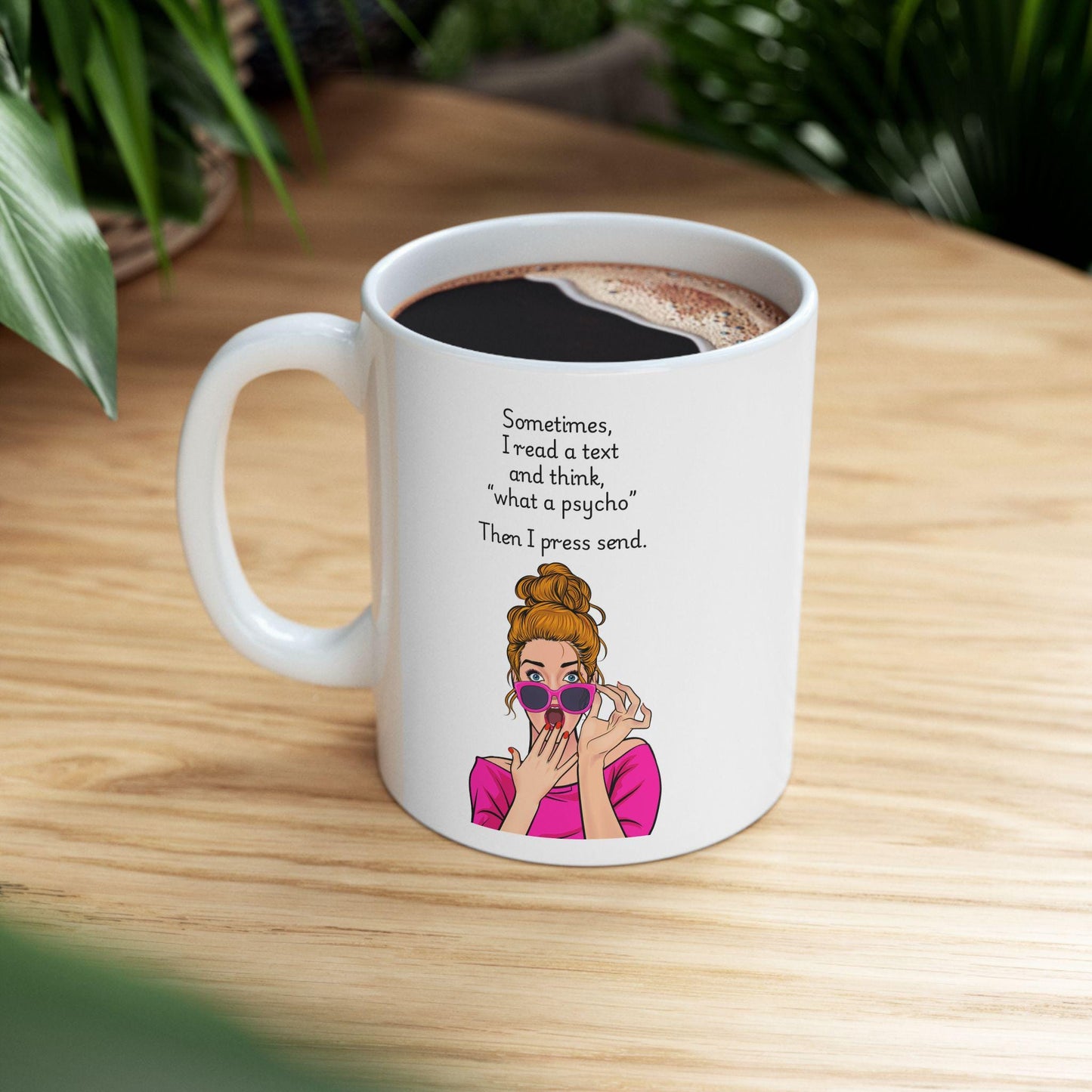 Retro Funny Ceramic Mug - Sometimes I read a text -Gift for Friends, Coffee Lovers, Birthday, Office Humor.