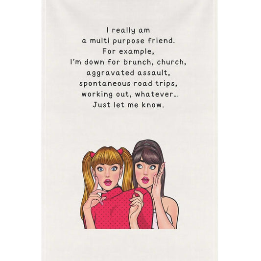 Friendship humor tea towel - great gift for friends.
