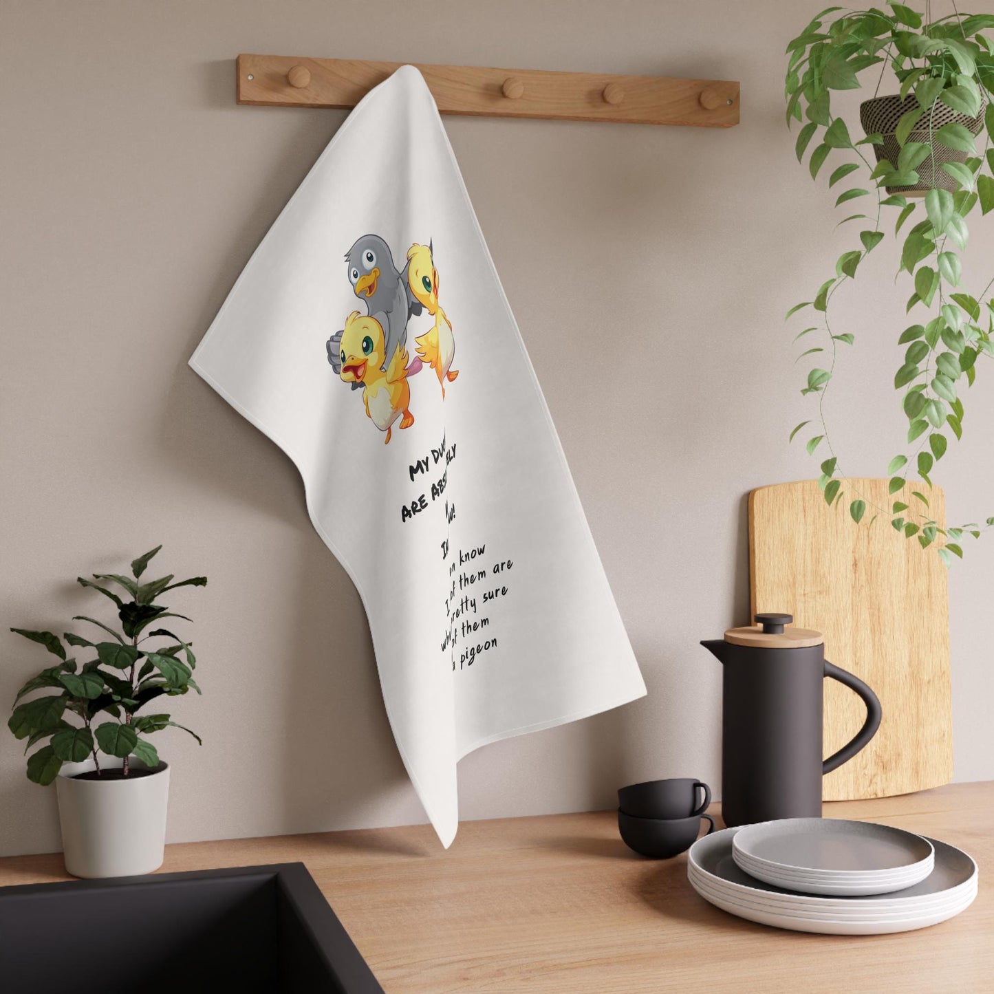 Funny ducks tea towel -My ducks are absolutely in a row - fun gift idea