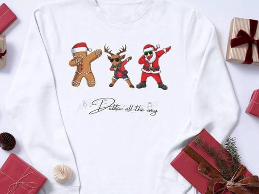 Dabbin Santa Long Sleeve Tee, Funny Festive Shirt, Christmas Dance T-Shirt, Holiday Cheer Top for Men Women, Unisex Jersey Tee