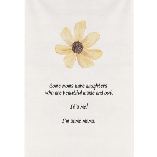 Lucky mom tea towel with yellow flower