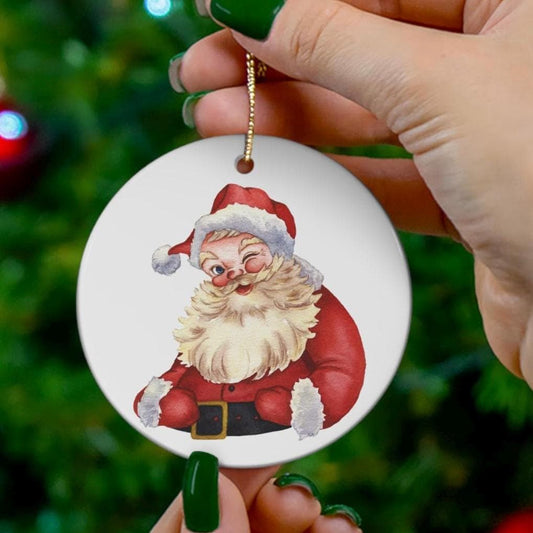Vintage Santa Claus Ceramic Ornament, Holiday Decor, Christmas Tree Decoration, Gift for Christmas, Seasonal Home Decor