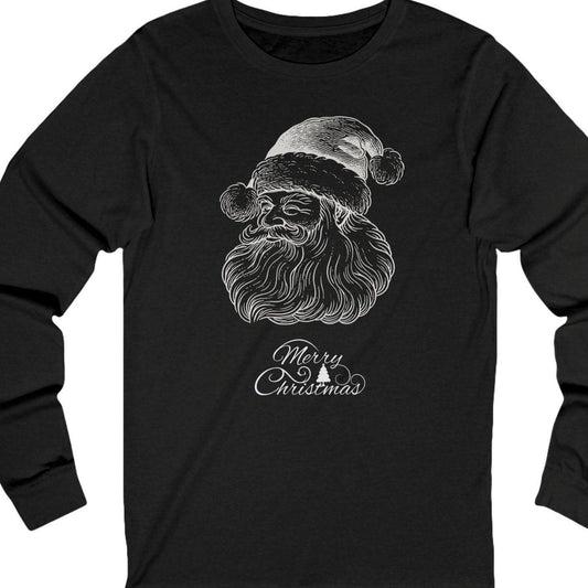 Merry Christmas Santa long sleeve unisex tee - Holiday shirt - Festive T-shirt