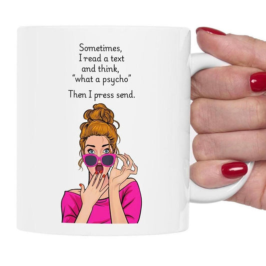 Retro Funny Ceramic Mug - Sometimes I read a text -Gift for Friends, Coffee Lovers, Birthday, Office Humor.